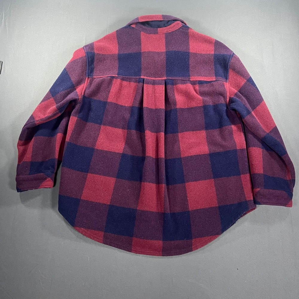 Woolx Sawyer Merino Wool Plaid Shirt Jacket Shacket Red Navy Blue Womens XL - Picture 7 of 7